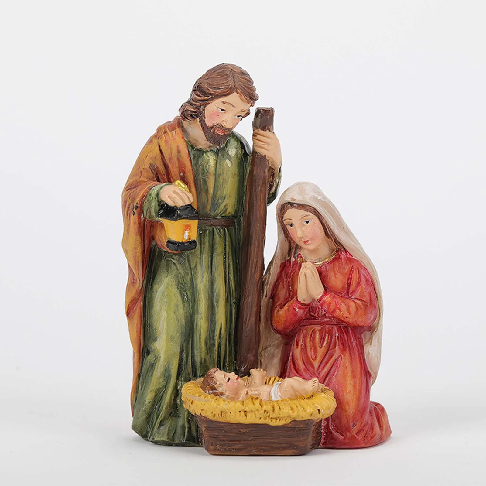 Small Nativity Scene The Birth of Jesus Decor Holy Family Figurine Resin Sculpture Ornament for Home