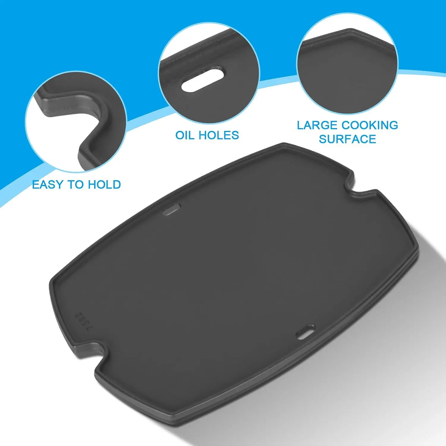Cast Iron Grill Griddle for Weber Q1000 Q1200 Q1400 Q100 Q120 Q140 Series, with Carry Bag - view 3