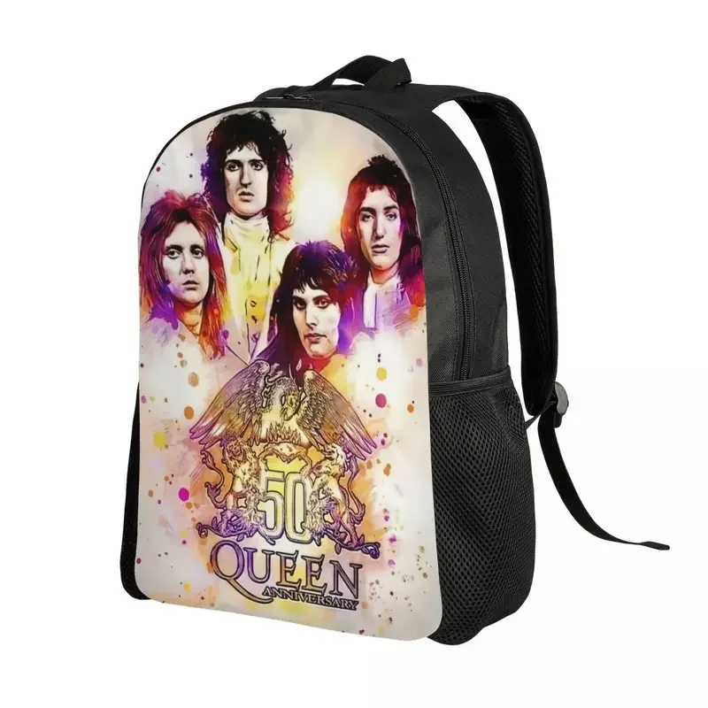 Freddie Mercury Queen Band mochila de dibujos animados para hombres y mujeres, bolsa escolar universitaria impermeable, bolsa de libros estampada