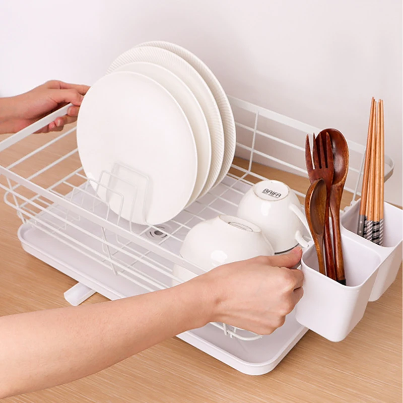 Dish Drying Rack with Drainboard dish storage racks with Removable Utensil Holder and Knife Slots dish  for kitchen sink drainer