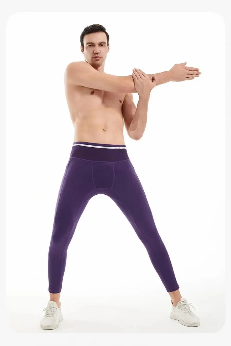 Herren-Kompressions-Laufhose, Radfahren, lange Leggings, Outdoor-Sport, Basketball, Fitness, Jungs, Fitnessstudio, Reiten, Wandern, Strumpfhosen, 6 Taschen – Detail 14