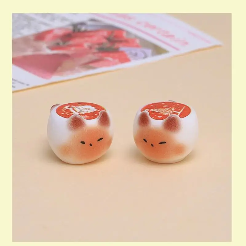 5/10pcs Mini Resin Cat Latte Figurines Non-Porous Coffee Beads for Home Office Desktop Decor Cafe Ornaments