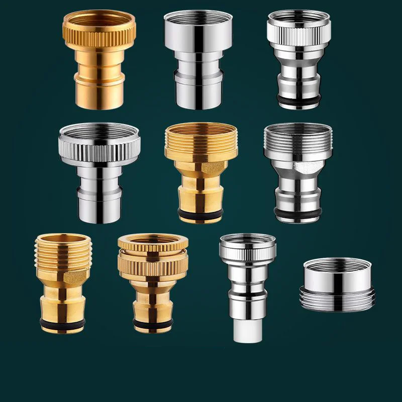 Brass Electroplating/Copper Color Hose Quick Connector Water Stop Fitting Copper Thread Tap Coupling Garden Watering Gun Adapter