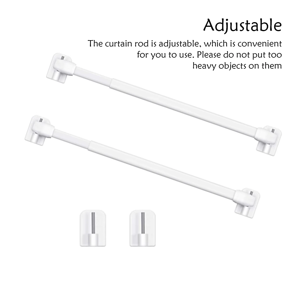 2 Pieces Adjustable Curtain Rod Telescopic Window Cupboard Stick Wardrobe Bracket Pole Without Drilling Rods for Home