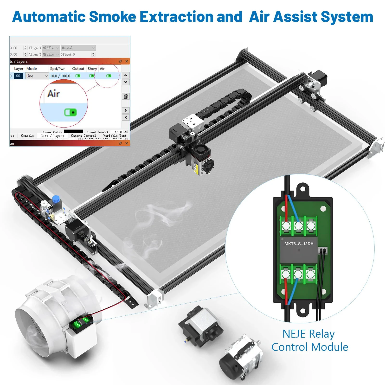 NEJE 3 Max V2 80W A40640/N40640 CNC Laser Cutter Printer Wood Engraving Cutting Machine Router DIY Tool Lightburn LaserBRBL