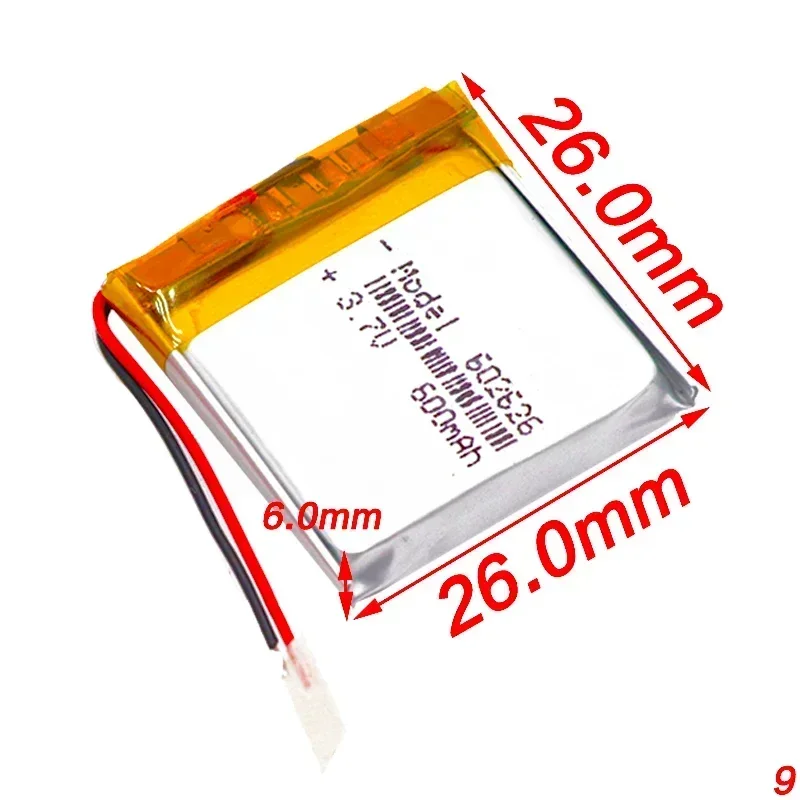 3.7V 600mAh 602626 Polymer Lithium Li Ion Rechargeable Battery For LED Light Tachograph Car DVR Bluetooth Earphone MP3 MP4