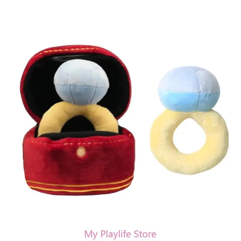 Dog Chew Toy Plush Dog Toy for Aggressive Chewers Squeaky Stuffed Engagement Ring Teether Toy for Training Interactive Toy