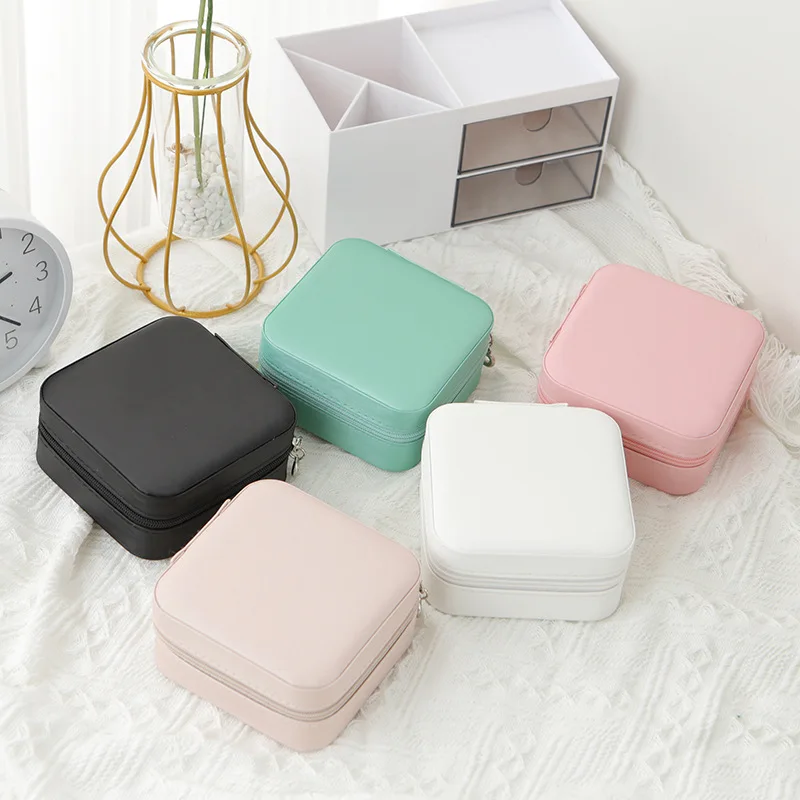 Jewelry Organizer Display Travel Case Boxes Portable Jewelry Box Leather Storage Box For Earrings Ring Necklace Fashion