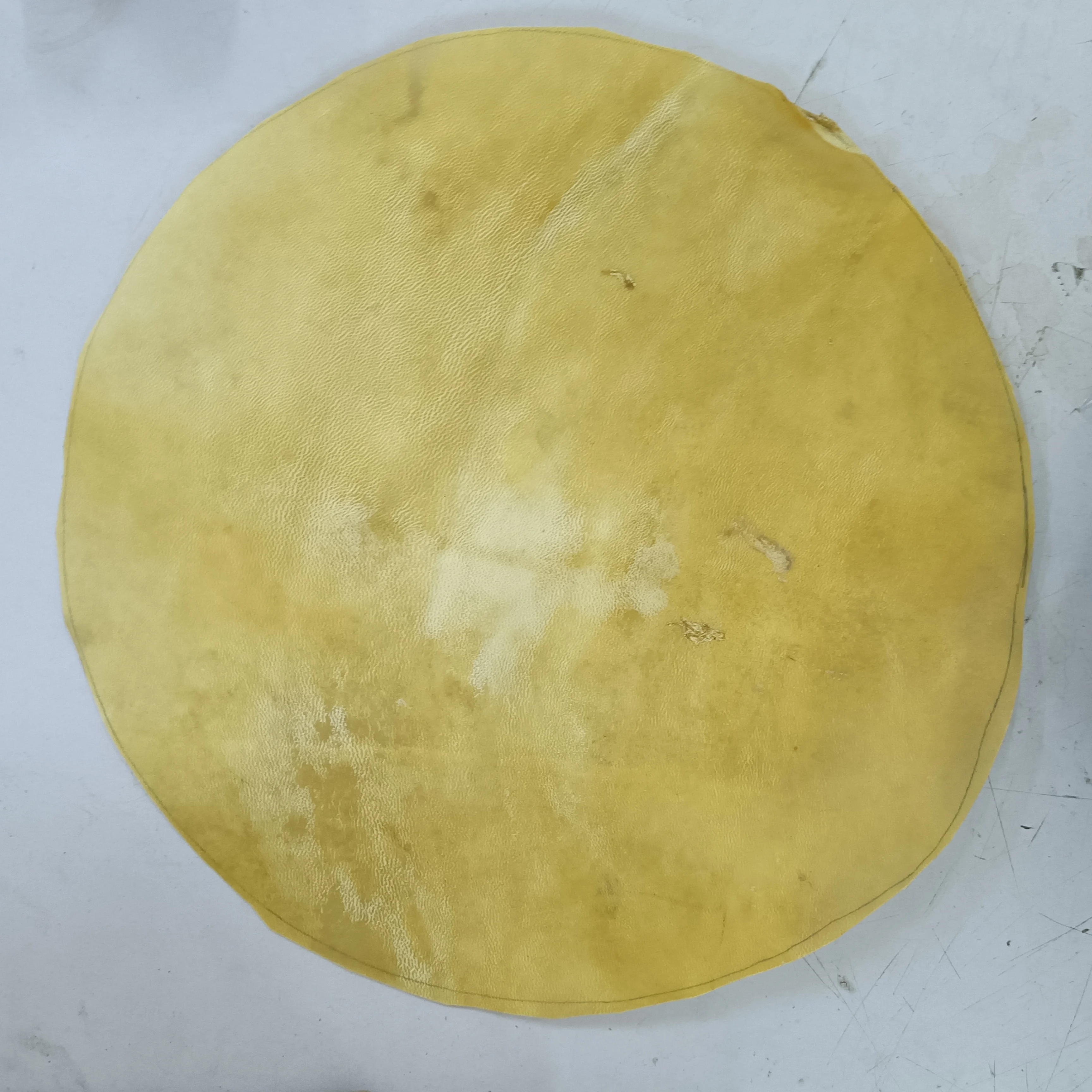 Yibuy Beige Yellow Diameter 30 35 40 45 50 0.1mm Bongo Shaman 8 10 12 13 14inch African Tambourine Thin Goat Skin Drums Head