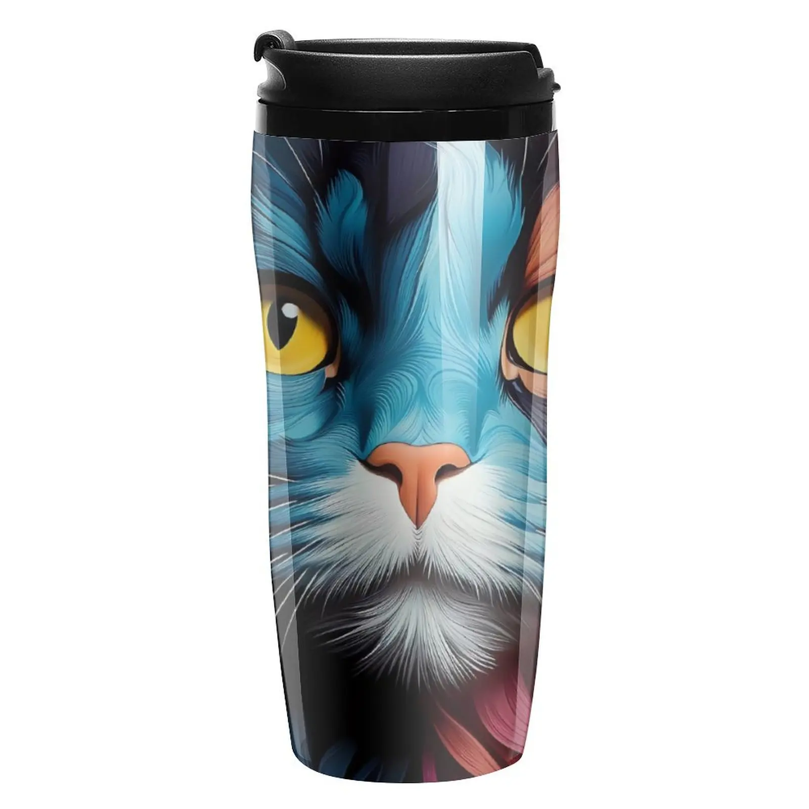 Painting Cat Coffee Mug to Go Colorful Animal Heat Preservation Hot Drinks Water Bottle Portable Sublimation 350ml Plastic Cup