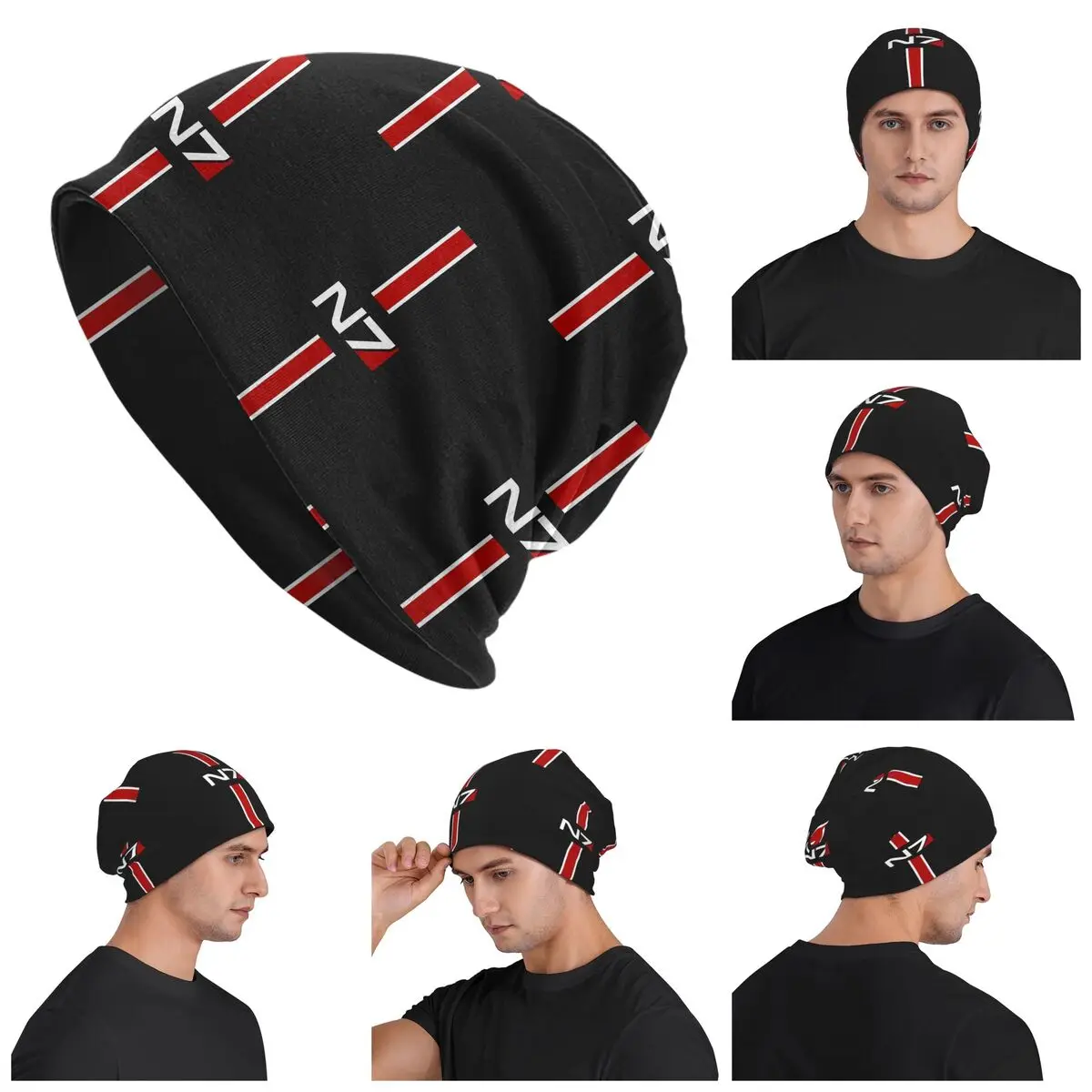 N7 Emblem, Mass Effect Skullies Beanies Hats Warm Autumn Winter Outdoor Cap Knitted Bonnet Caps for Unisex Adult