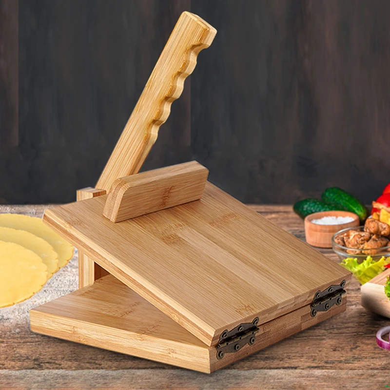 

Tortilla Press10 Inch Roti Maker With Rolling Pin Large Bamboo Wood Tortilla Maker With 50 Pieces Parchment Paper