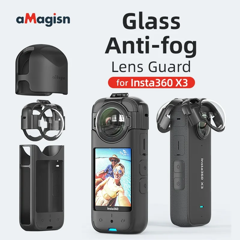 aMagisn For Insta360 X3 Glass Anti-fog Snap-on Protector Removable Lens Shield Accessories