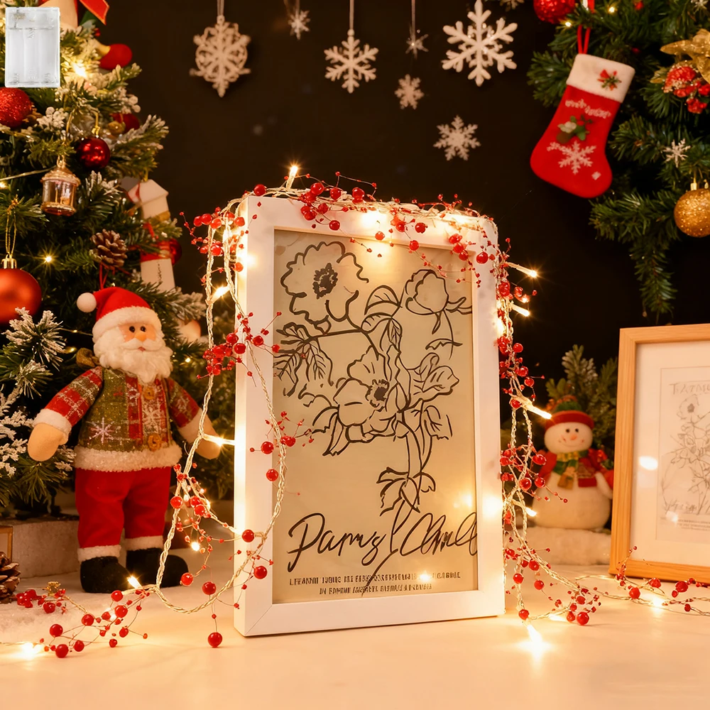 1pc Pearl Beads String Lights, 3m 30 LED Christmas Beaded Garland Decorations Lights Battery Operated Fairy String Lights