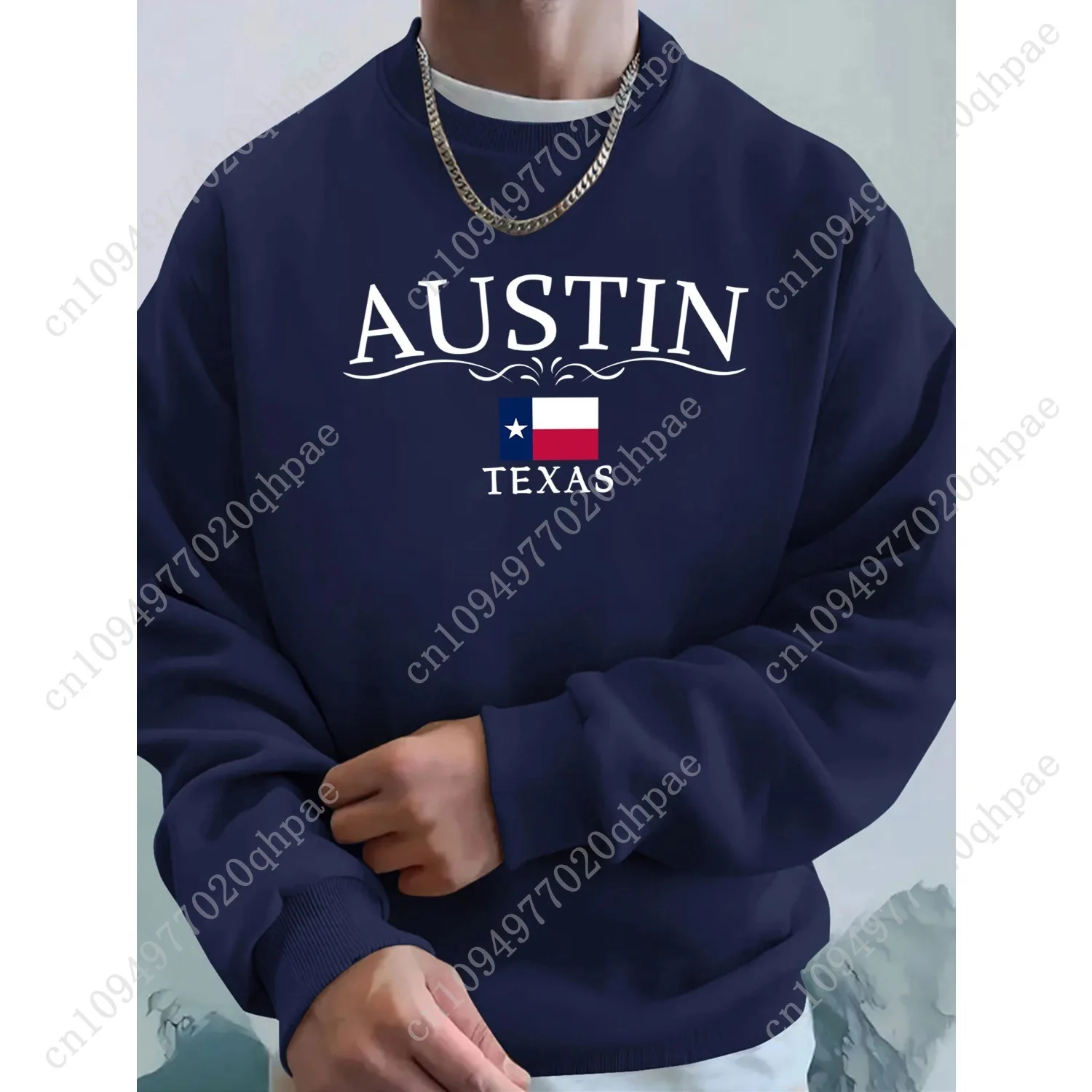 Austin Texas Letter Printing Unisex Pocket Clothes Basic Sport Sweatshirts Fleece Autumn Hoodie Comfortable High Street Tops Men