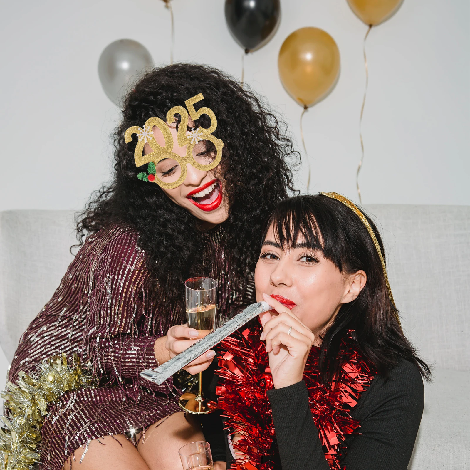 

2025 Number Xmas Party Glasses Frames Christmas Eyewear Photo Props Festival Accessories Christmas Glasses Frames