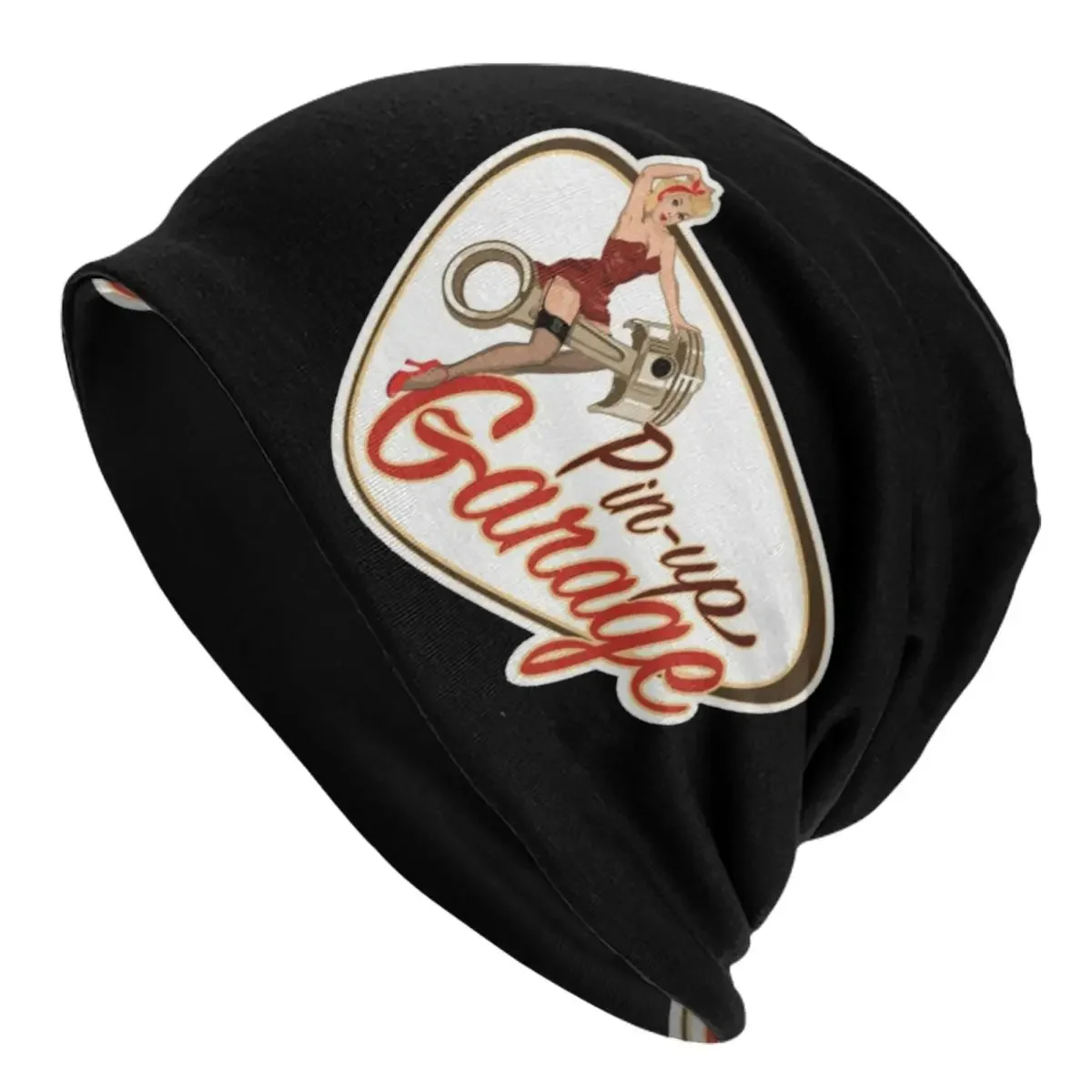 Pin Up Garage Retro Rockabilly Design Warm Knitted Cap Hip Hop Bonnet Hat Autumn Winter Outdoor Beanies Hats for Men Women Adult