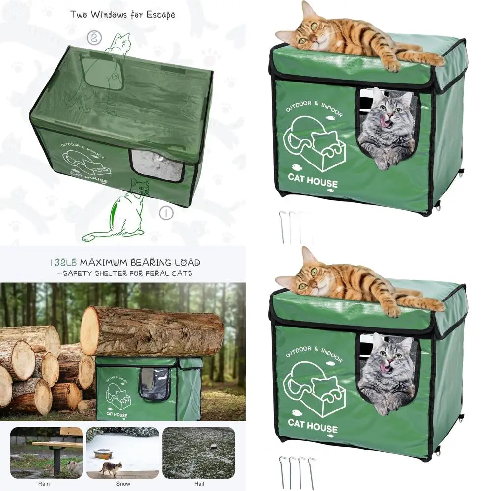 

Прочный уличный кошачий домик с двусторонним выходом, изолированным и водонепроницаемым укрытием для ферлов-кошек зимой (зеленый, маленький)