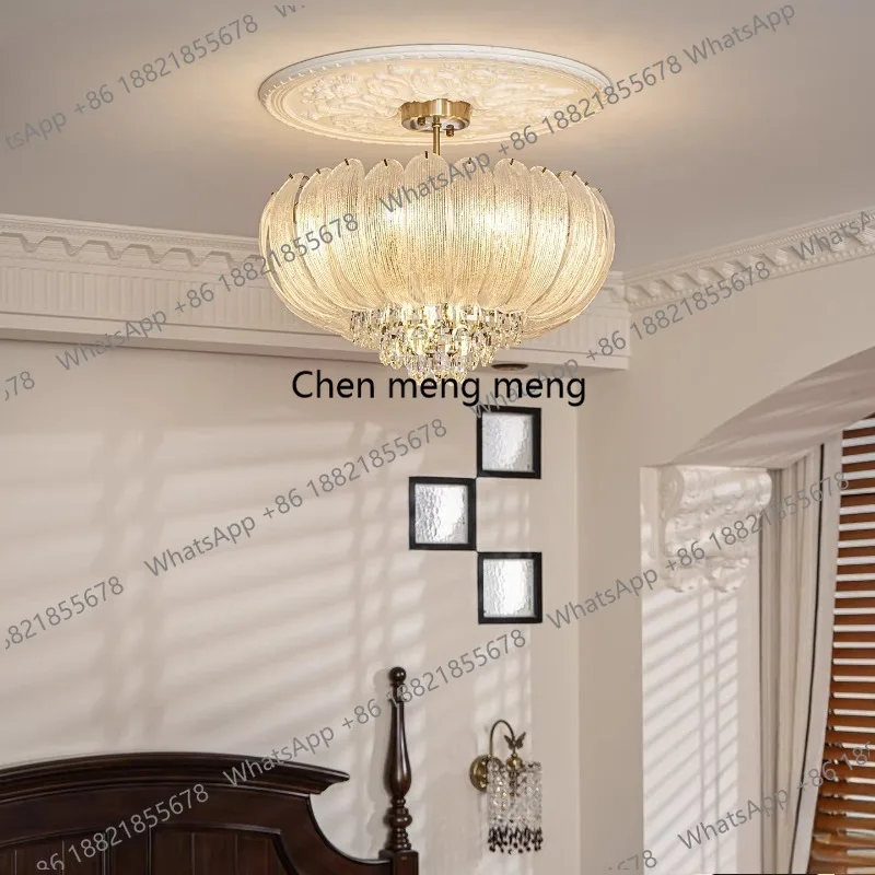 

French light luxury master bedroom ceiling lamp retro crystal chandelier room antique lamps