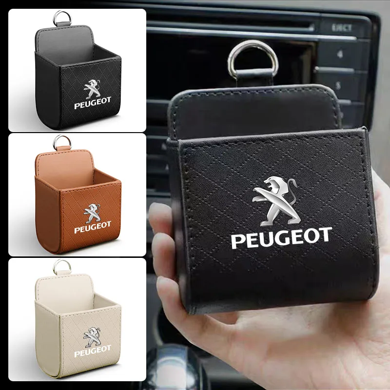 Car Hanging Air Vent Storage Box Leather Auto Dashboard Sundries for Peugeot 407 3008 308 206 508 208 207 607 Wheel Center Caps