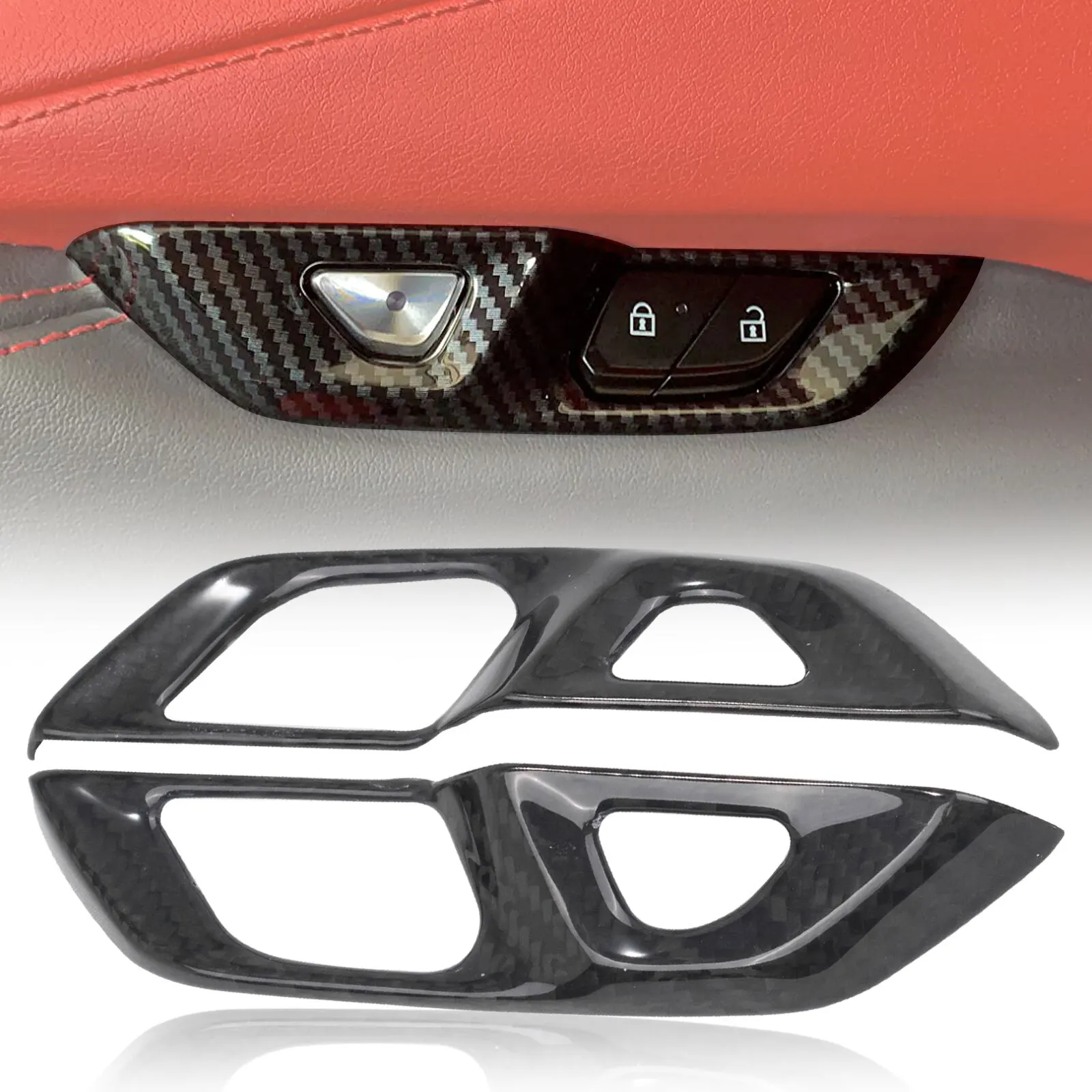 

Real Carbon Fiber Door Lock Switch Button Cover Trims For Corvette C8 2020-2025