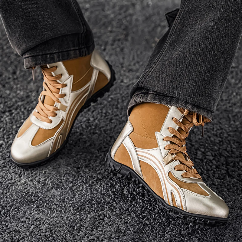 2025 الخريف والشتاء جديد عالية الجودة الأحذية الجلدية كبيرة الحجم أحذية العمل الرجال أحذية التنزه غير رسمية الكورية نمط أحذية رجالي