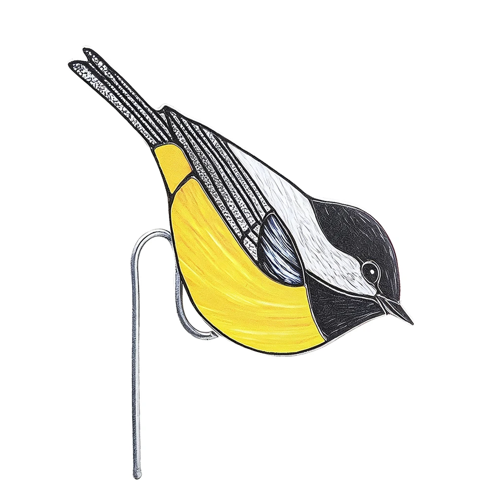 Hängedekoration in Form eines Flugvogels, ein Meisenmotiv, zum Aufhängen an Blumentöpfe, für den Rand von Blumentöpfen, für den Garten, den Hof oder das Balkon, als Pflanztopf-Dekoration oder Geschenk. – Detail 2
