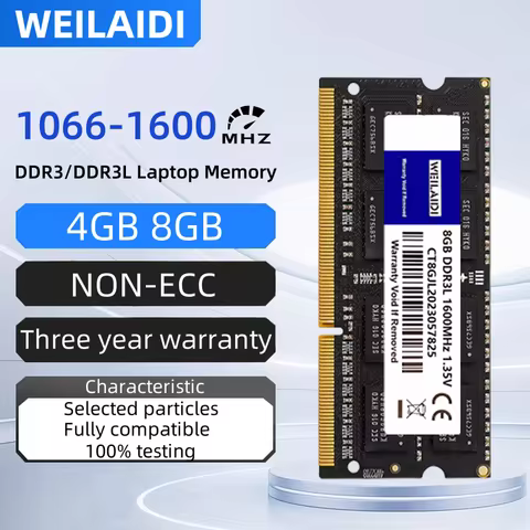 DDR3 DDR3L 4GB 8GB Laptop Memory Ram PC3-1066 1333 1600Mhz PC3L-8500 10600 12800 204Pin Notebook Non-ECC SODIMM Memory Ram
