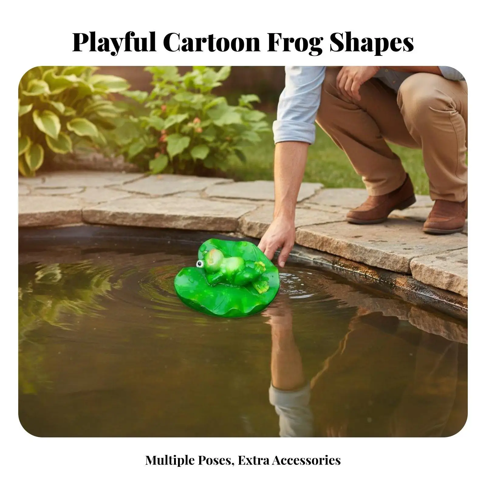 Charming Resin Frog Figurine Buoyant Pond Accessory Weatherproof Green Sculpture for Fish Tank Water Garden Landscape Decoration