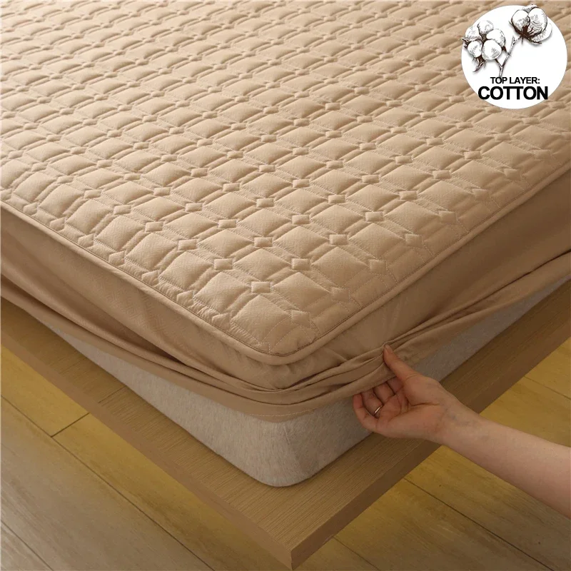 

Premium Antibacterial Breathable Mattress Cover, Mattress Protector, Soft Comfortable, Noise-free,Single/Couple Bed Size,Khaki