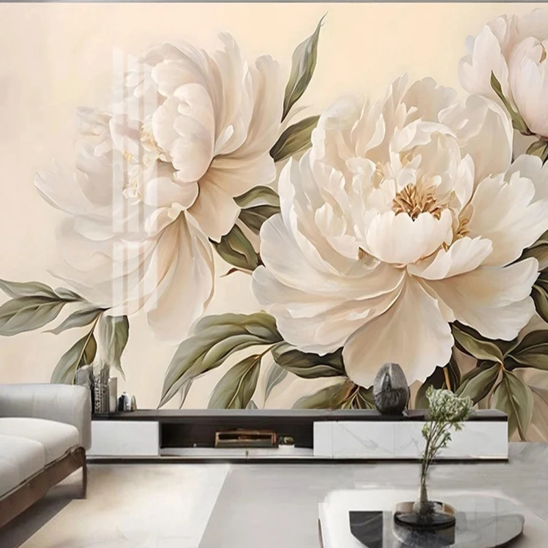 New Chinese Style Peony Mural Wallpaper Custom Floral Art Background for Living Room Bedroom Kitchen Wallcoverings 3D