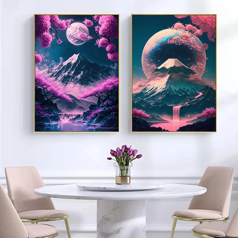 Japanese Nature Neon Art Posters And Prints Canvas Japan Landscape Wall Decorative Painting For Living Room Home Decor Pictures