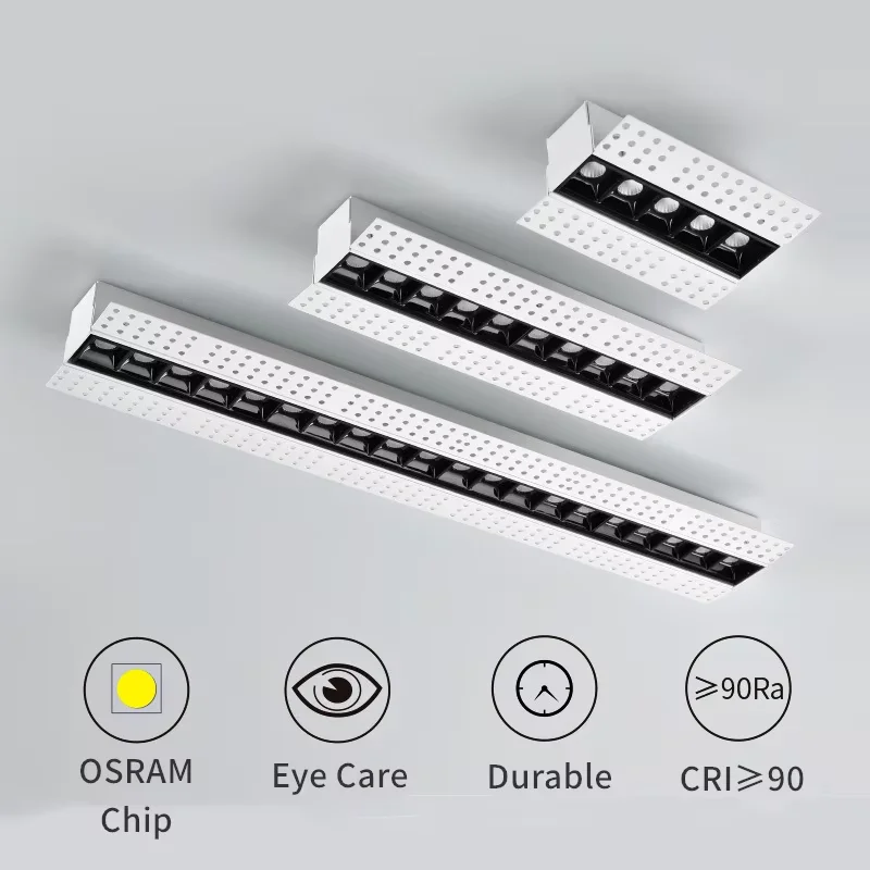 Led Frameless RecessedMagnetic Downlight Modern Unvisible Long Strip 90Ra Indoor Ceiling Linear Grille Spot Lighting AC110/220V