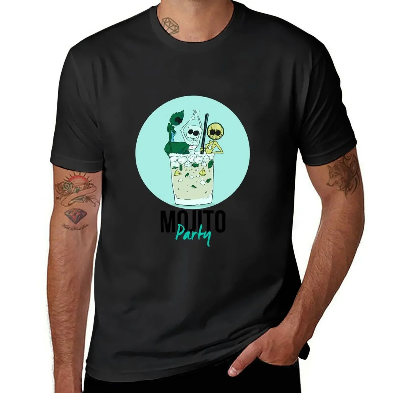 MOJITO PARTY T-Shirt blue archive custom shirt oversizeds men tshirt