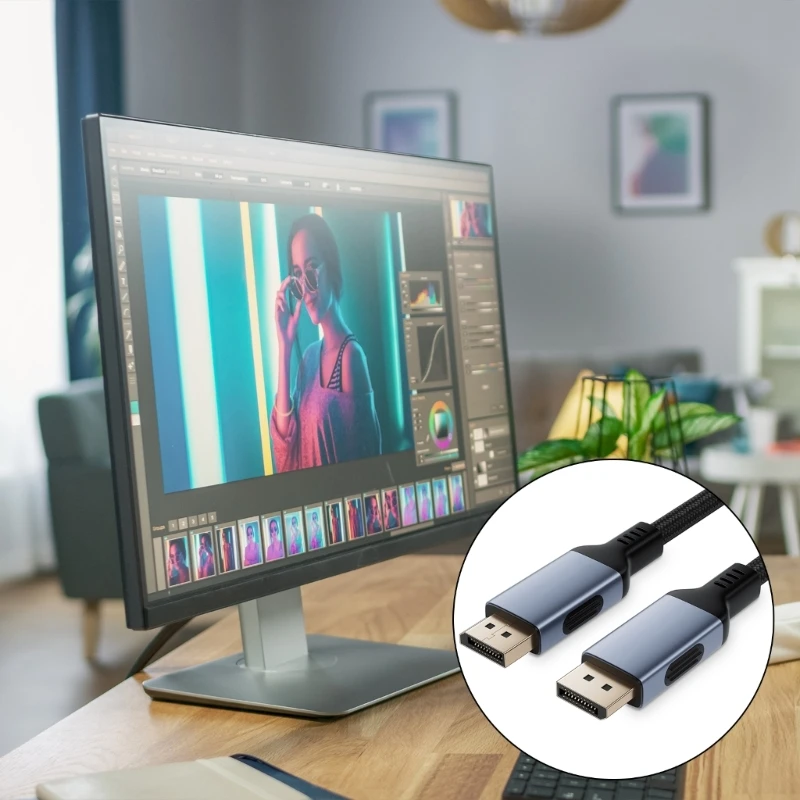 Câble DisplayPort supérieur pour moniteurs jeu 16K à 60 Hz, 8K à 240 Hz, prêt à l'emploi