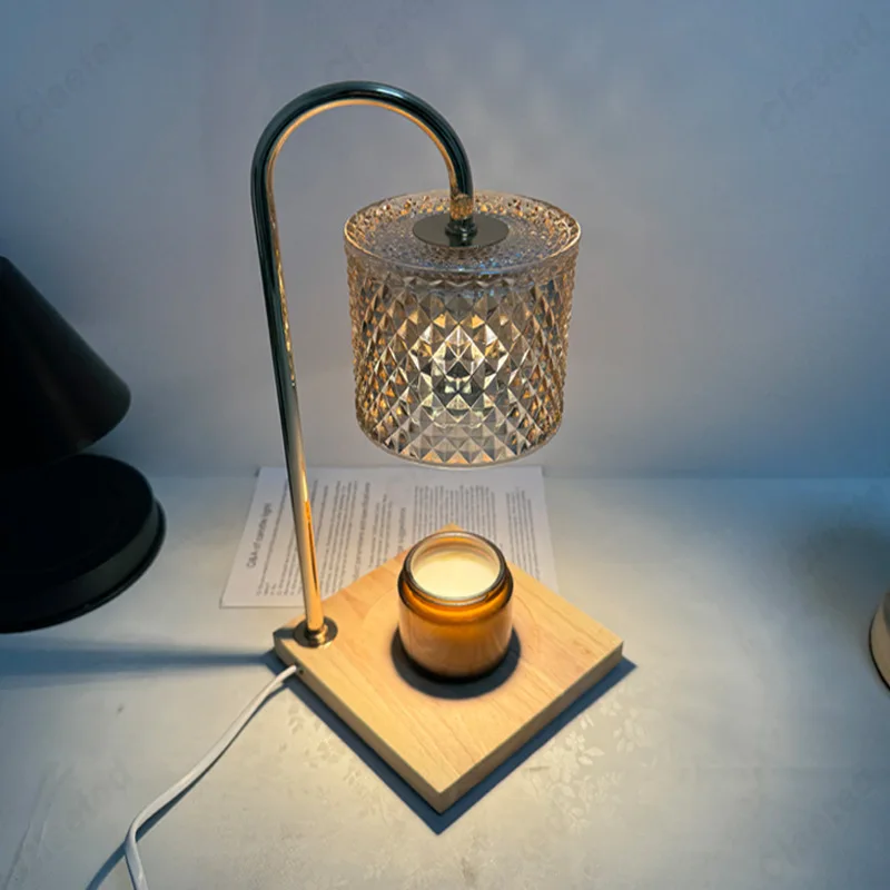 アロマテラピー-ワックス溶解ランプ,時間調光,シンプルな木製アート,寝室のベッドサイドの雰囲気,装飾照明