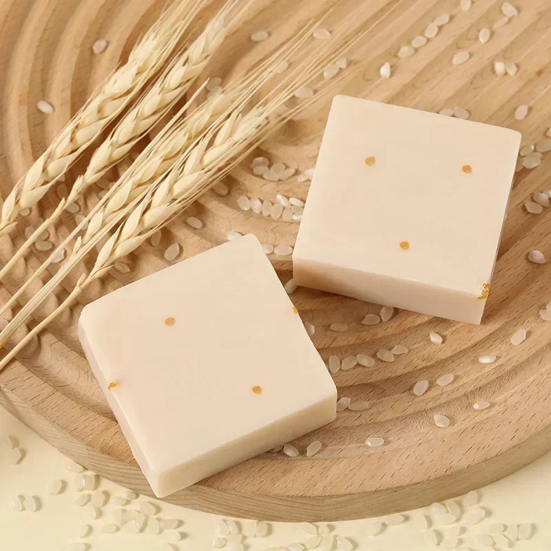 Handmade Rice Soap 65G Rice Day Cleansing Bath Soap Cold Processing Soap Oil Control Cleansing and Fragrance