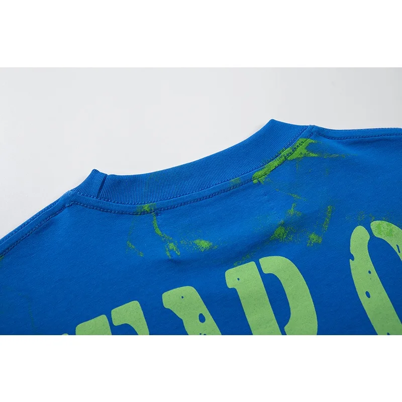 2026 New BKYS Men's Short Sleeve T‑Shirt Washed Rhinestone Jewelry Hand Cash Print Hip‑hop Street Tee Top