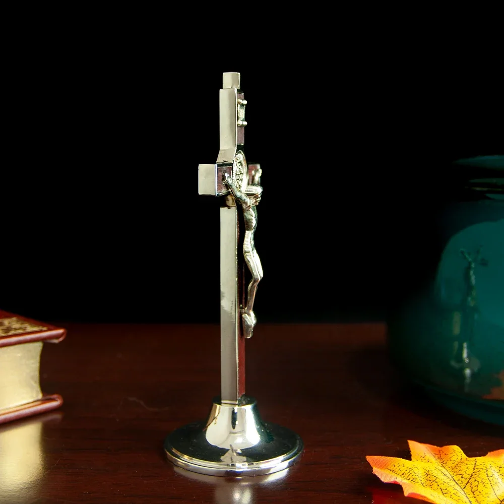 HTISOK Jesus Crucifix Statue Senior Brown Holy Catholic Cross Christ\'s Crucifixion Church Home Table Decor Cross