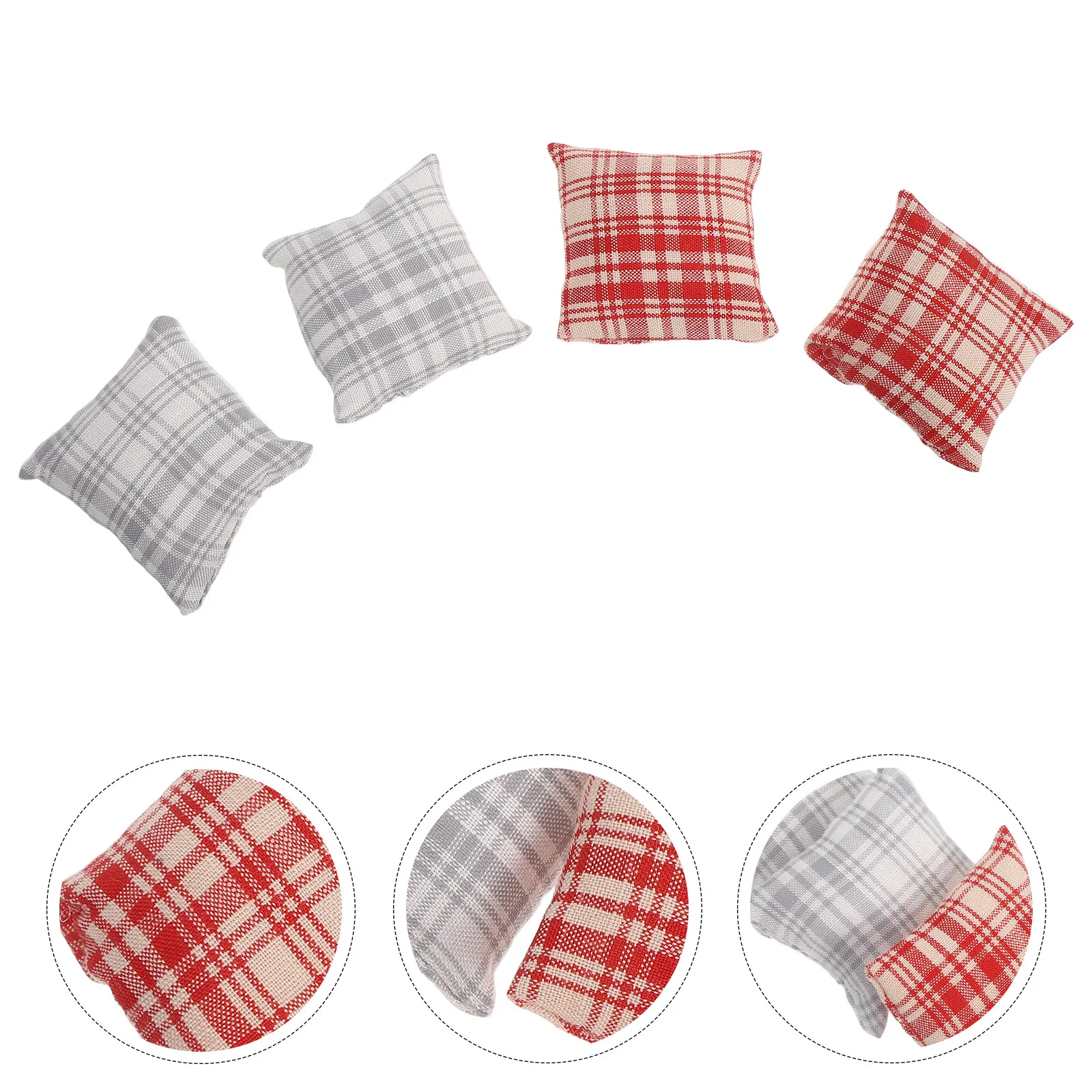 4Pcs Tiny Couch Pillow Miniature Decorative Pillow for Dollhouse Sofa Bed Mini House Setting Compact Soft Cotton Breathable