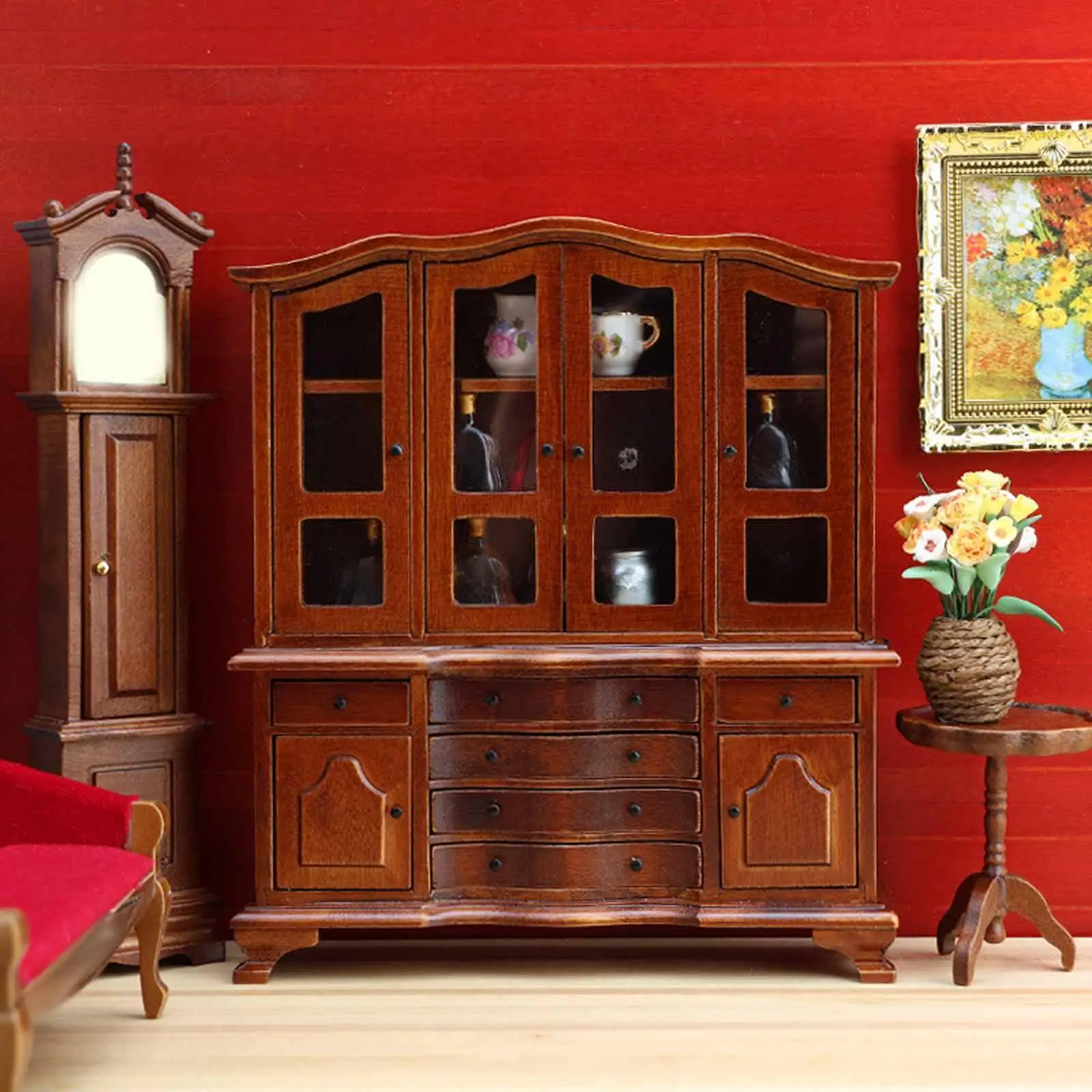 

Dollhouse Cabinet Micro Landscape Miniature Bookcase for Home Bedroom Girls