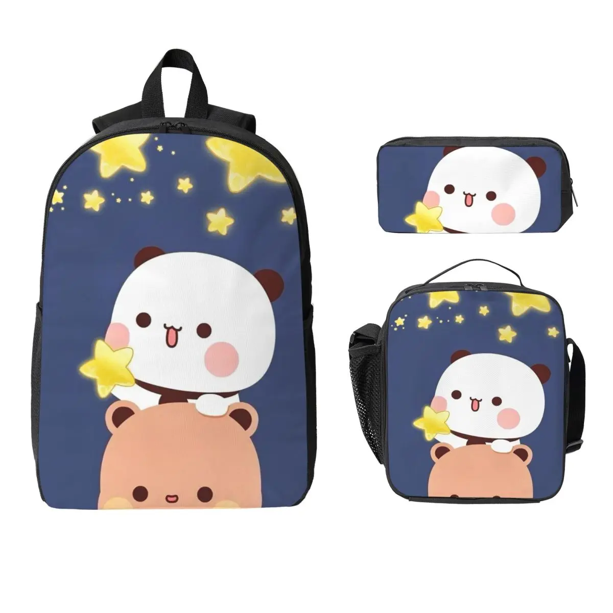 

Bear And Panda Bubu Dudu Backpack Student Boy Girl BookBag School Bag Computer Shoulder Bags 3ps Insulated Lunch Bag Pencil Case