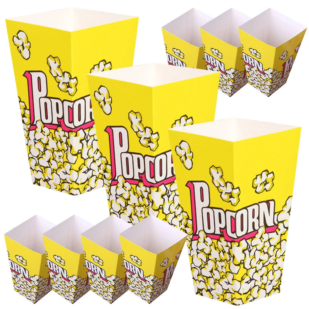 

100 Pcs Paper Box Popcorn Holder Disposable Snack Packaging Bags Cups Buckets Storage Movie Party Treat Container