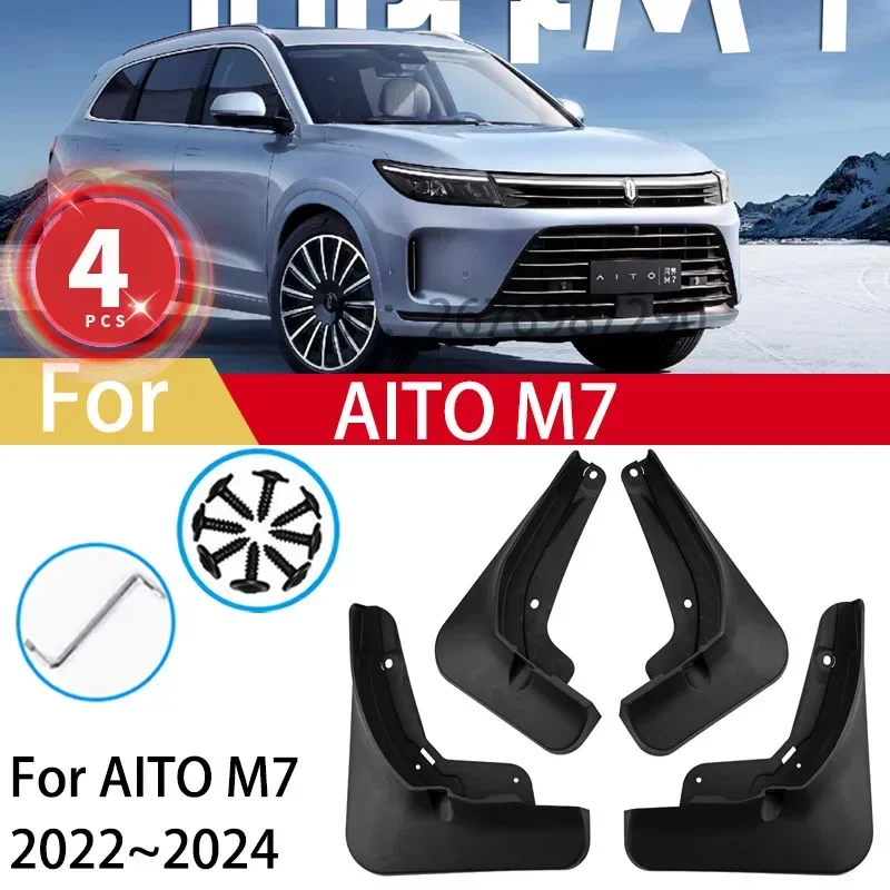 

For AITO M7 20222 2023 2024 Mud Flaps Splash Guards Front Rear Fender Protector 4pcs Car Mudguards Accessories