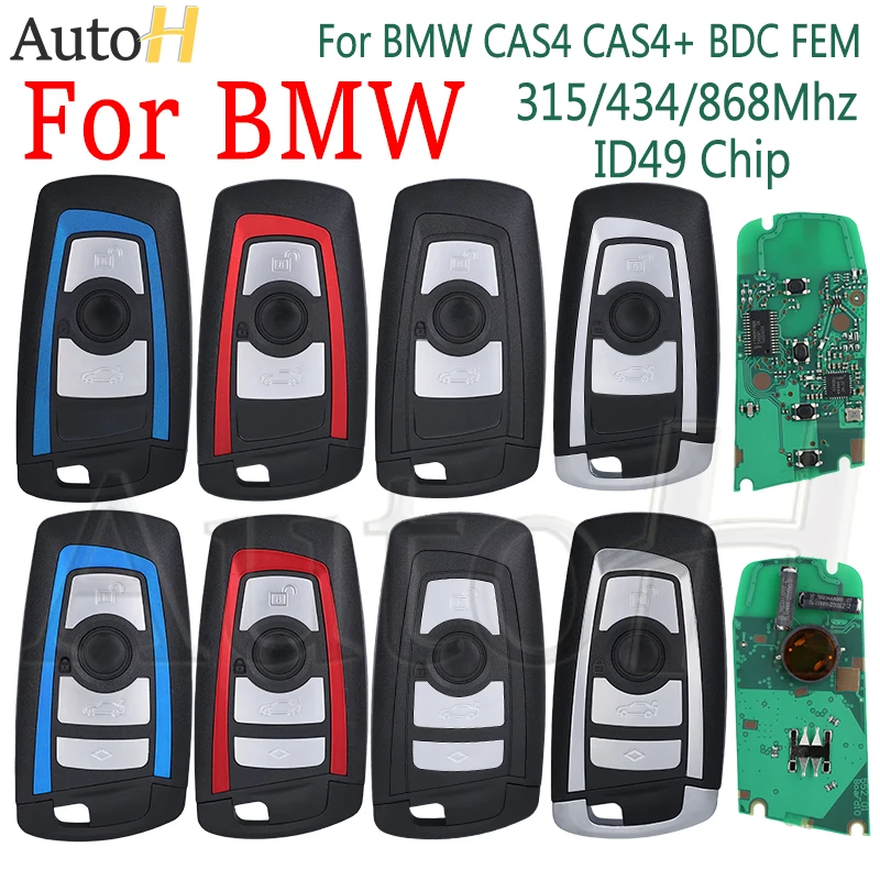 مفتاح السيارة الذكي عن بعد 315 ميجا هرتز 434 ميجا هرتز 868 ميجا هرتز لسيارات BMW 5 7 F Series X5 X6 520 730 740 F31 F30 CAS4 CAS4 + مفتاح تلقائي مع شريحة ID49