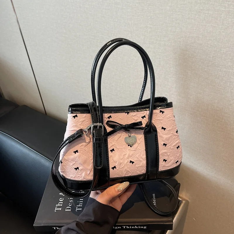 

2025 Summer Color Block Bucket Bag for Women, Luxury Minimalist Top Handle Crossbody Purse, Shoulder Tote with Premium Texture