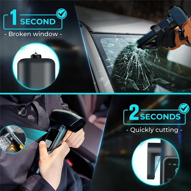 

6IN1 автомобильный насос для накачивания шин, портативный воздушный компрессор, безопасный молоток и резак для ремней безопасности, воздушный насос для автомобильных шин со светодиодной подсветкой