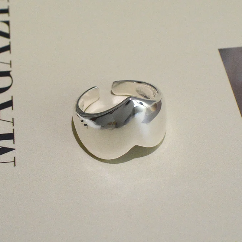 Foxanry Smooth Love Heart Geometric Rings For Women Couples Minimalist Trendy Creative Classic Party Jewelry Accessories Gifts