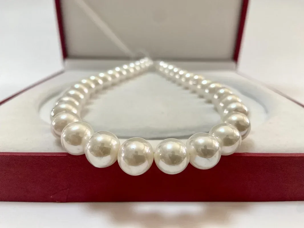 Huge12-13mm Natural White Round Pearl Necklace Free Shipping for Women Pearls Jewelry for Wedding Gifts Sterling Silver 925