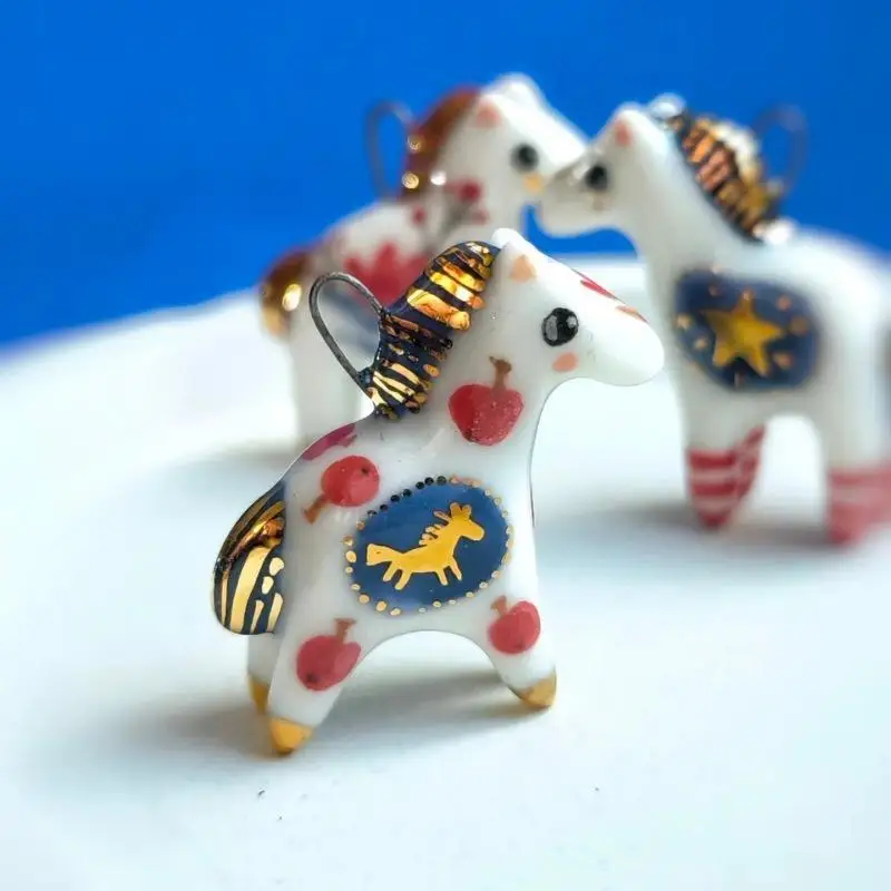 Cartoon Animal Ceramic Pendant Hand Painted Durable Charm for DIY Jewelry Making Bag Pendant Decoration Use